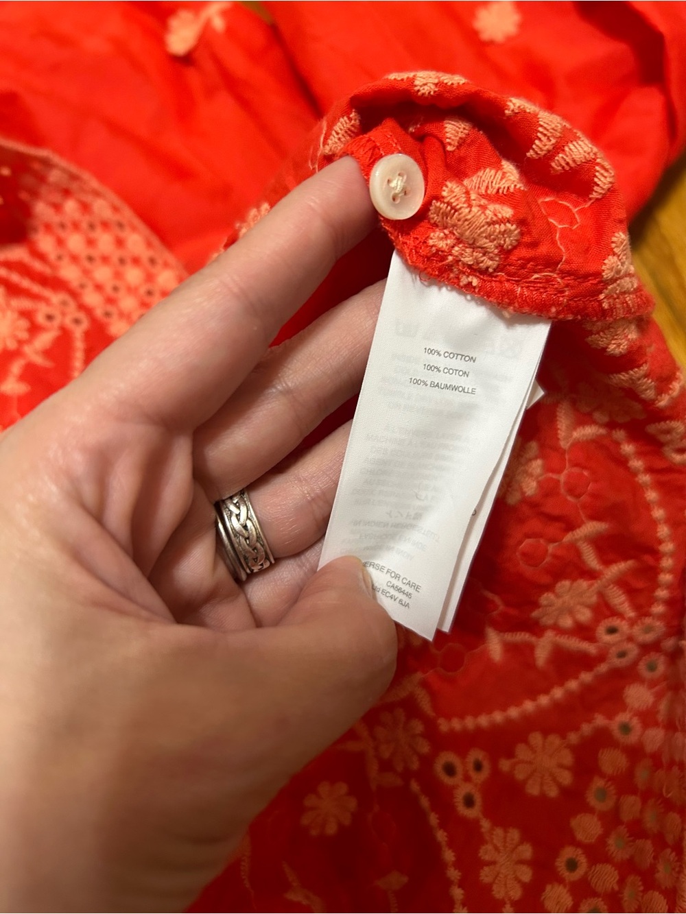 J.Crew | Floral Embroidered Blouse blood orange‎ XXL - Picture 7 of 10